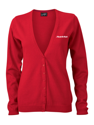 Damen V-Neck Cardigan Rot